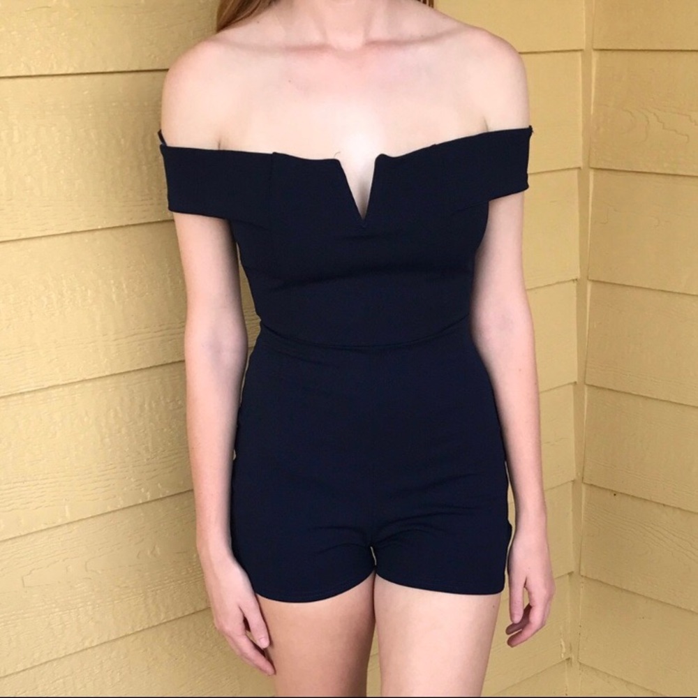 Missguided off the shoulder V plunge romper